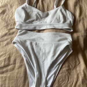 White Textured Bikini Set